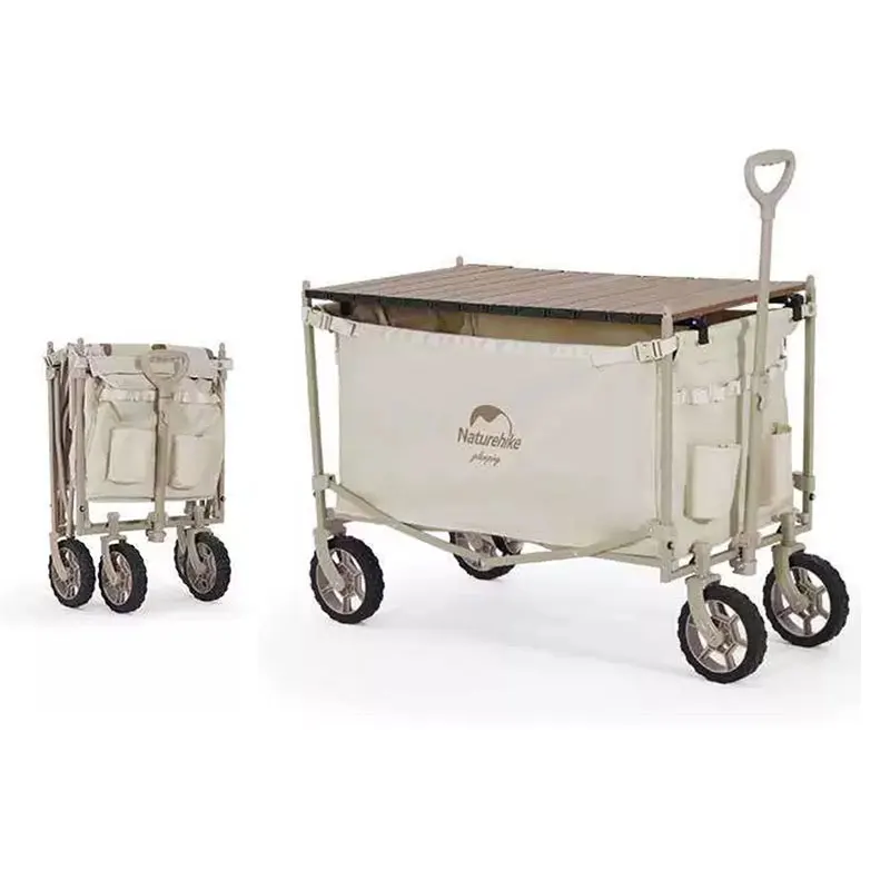 Outdoor Camping Trolley - Naturehike รถเข็นสำหรับตั้งแคมป์รถเข็นพับความจุขนาดใหญ่เกวียนแบบพกพากลางแจ้งมัลติฟังก์ชั่นรถเข็นปรับได้