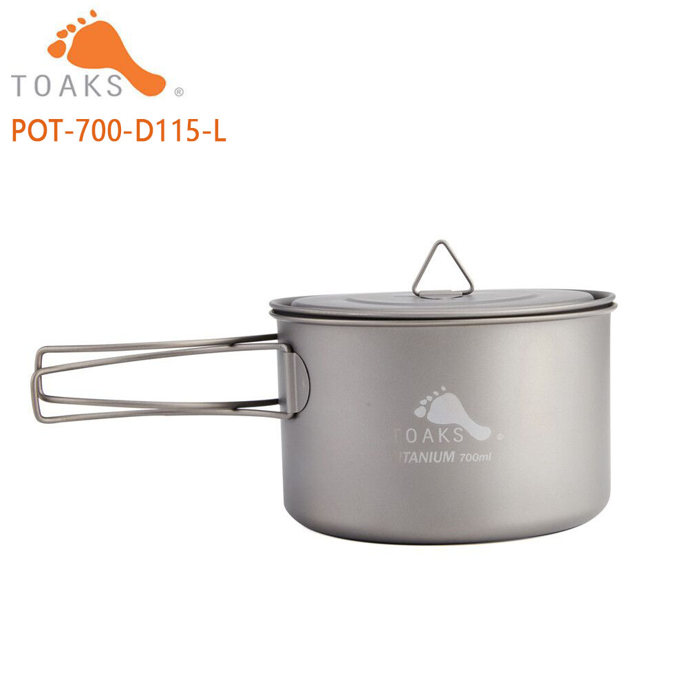 Outdoor Camping Dining Set - เครื่องครัวไทเทเนียมสำหรับตั้งแคมป์หม้อกลางแจ้งสามารถใช้เป็นถ้วยชามและกระทะได้ POT-700-D115-L 90กรัม