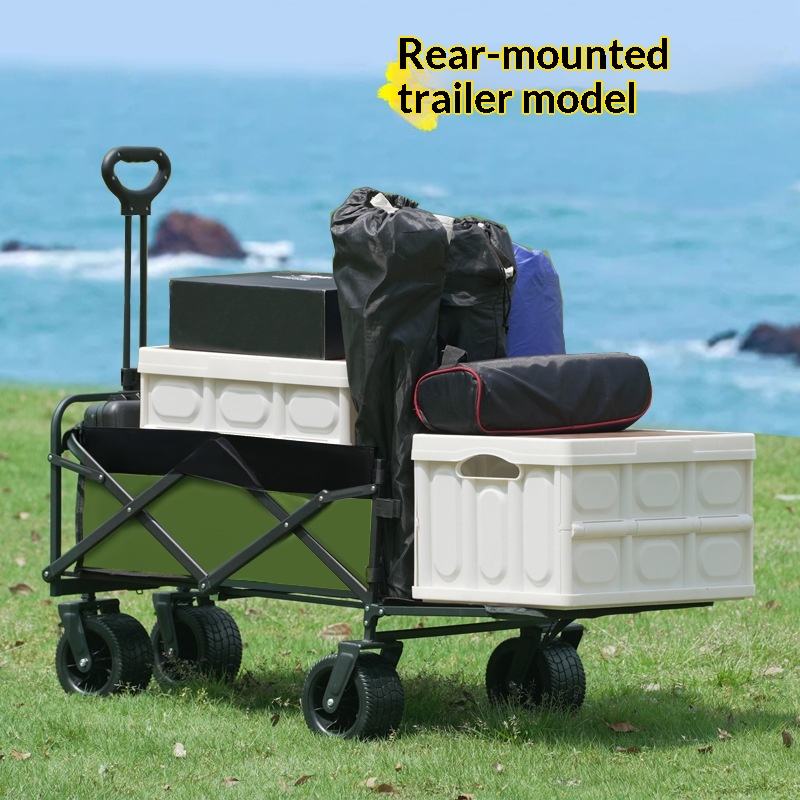 Outdoor Camping Trolley - รถเข็นอเนกประสงค์แบบพับได้ 4 ล้อ สำหรับแคมป์ปิ้ง รับน้ำหนักได้ 175