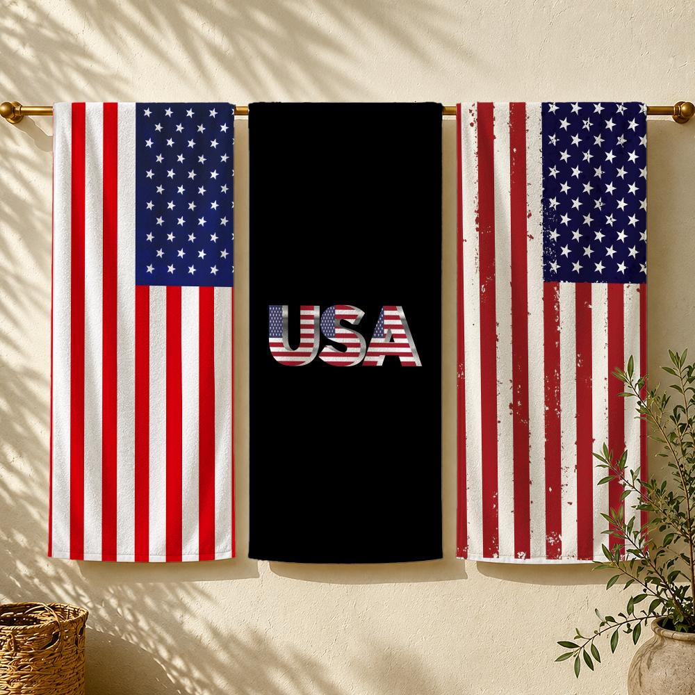 Outdoor Camping Usa - Flag A-America U-USA F-Flag Towel ผ้าขนหนูชายหาด