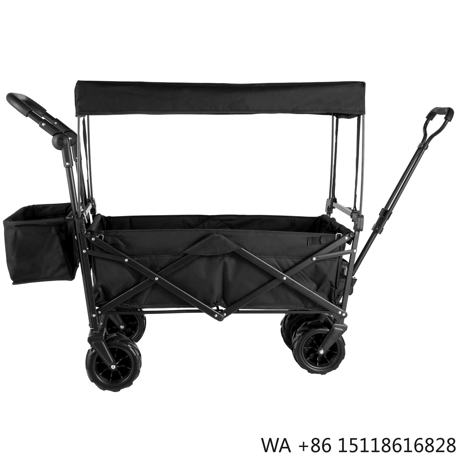 Outdoor Camping Trolley - รถเข็นพับได้อเนกประสงค์สำหรับตั้งแคมป์กลางแจ้ง พร้อมหลังคาและที่วางแก้ว
