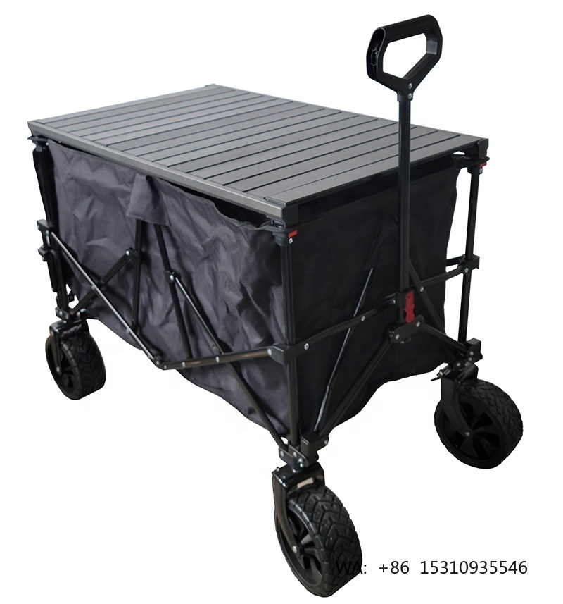 Outdoor Camping Trolley - รถเข็นพับได้ ODM พร้อมโต๊ะปรับระดับได้ ความจุ 220 ลิตร