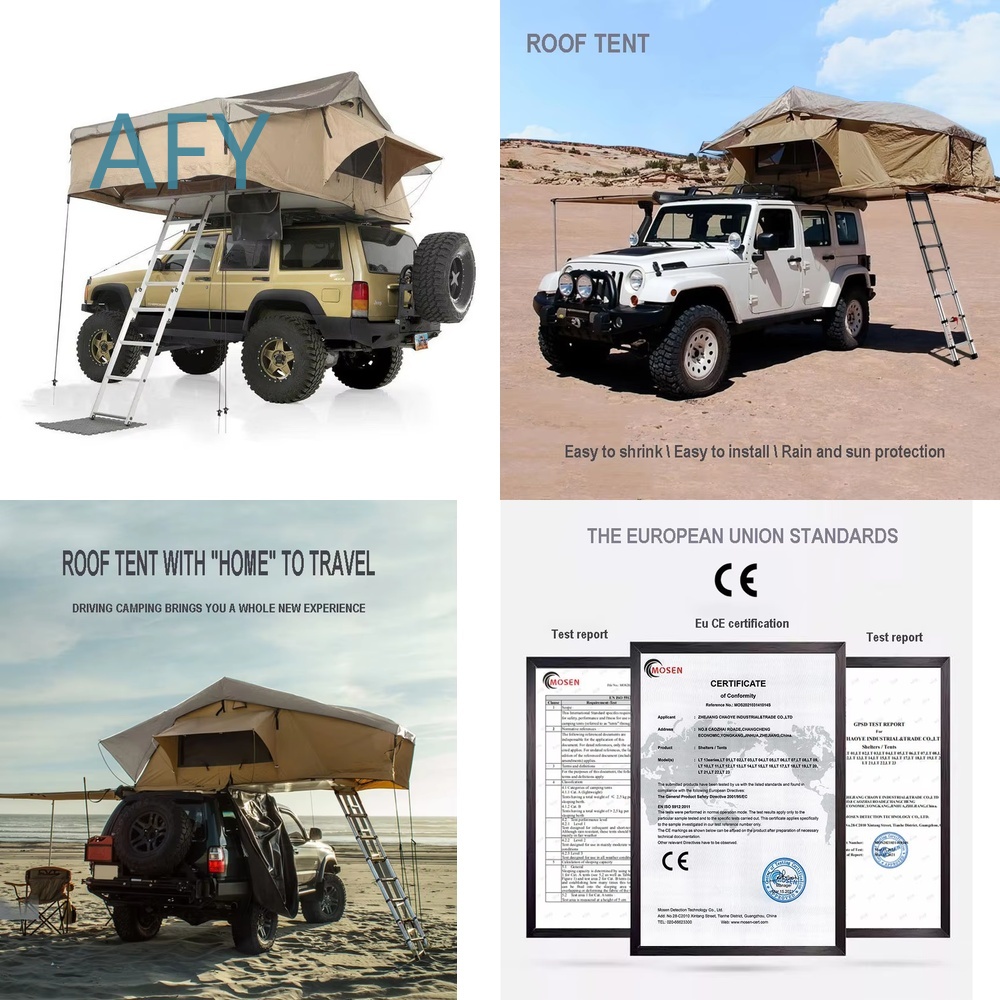 Outdoor Camping Van Tent - เต็นท์หลังคารถพับอัตโนมัติ เปิดเร็ว สำหรับตั้งแคมป์กลางแจ้ง เต็นท์เปลือกแข็งฉนวนกันความร้อน ทำจากอะลูมิเนียม สำหรับรถ