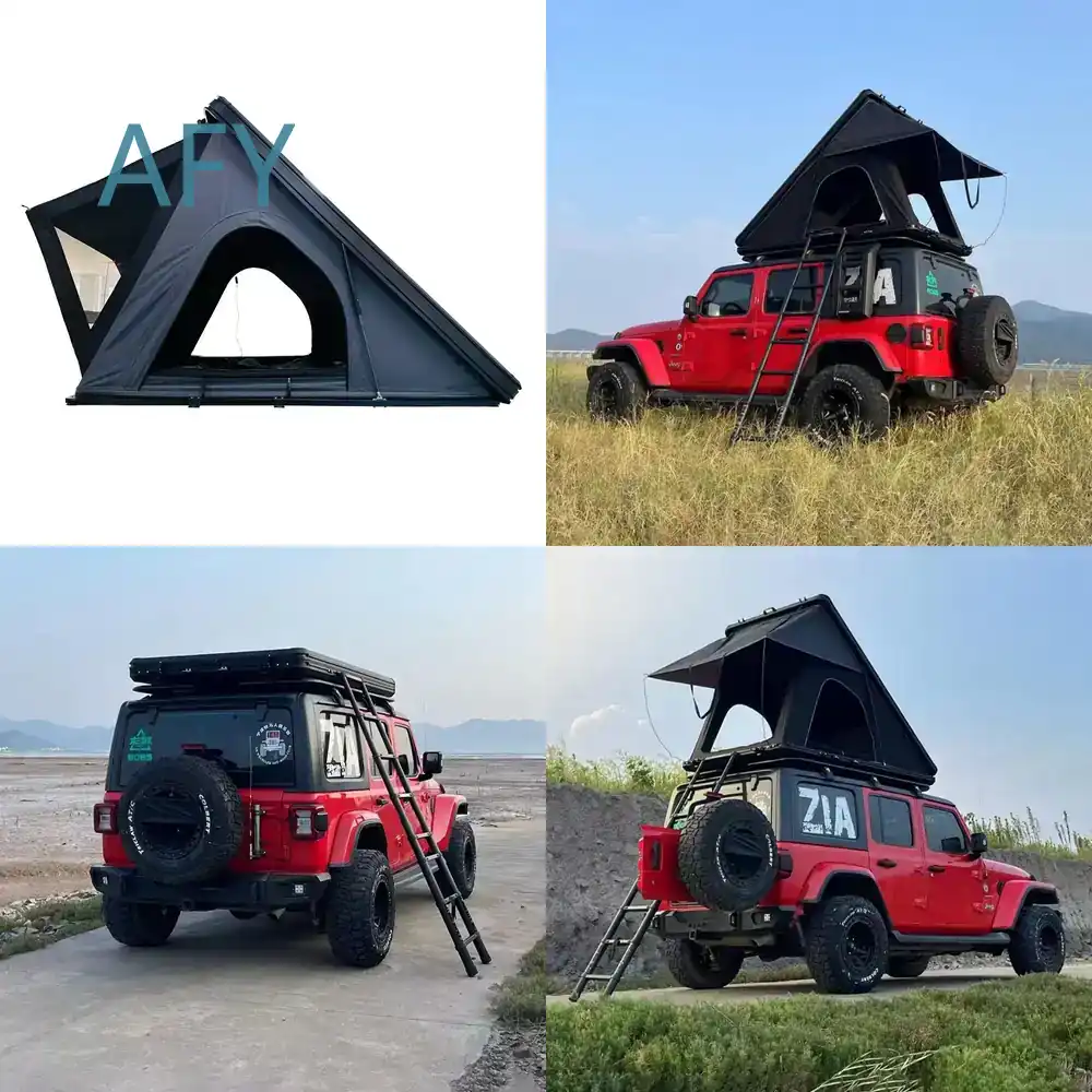 Outdoor Camping Van Tent - เต็นท์หลังคาทรงสามเหลี่ยมแบบไฮดรอลิก อลูมิเนียมอัลลอยด์บางเฉียบ สำหรับรถ SUV รถบรรทุก รถตู้