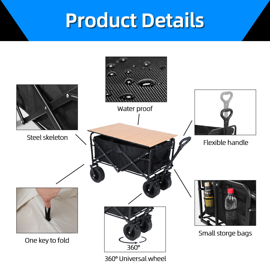 รถเข็นพับได้สำหรับงานหนัก รับน - Outdoor Camping Trolley บทวิจารณ์และราคา