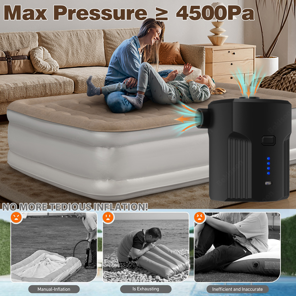 ปั๊มลมไฟฟ้าแบบพกพาสําหรับ Infl - Bed Outdoor Camping บทวิจารณ์และราคา