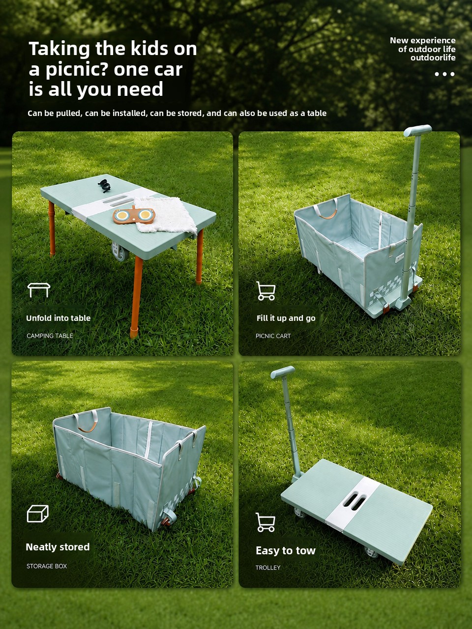 รถเข็นพับได้สำหรับใช้งานกลางแจ - Outdoor Camping Trolley บทวิจารณ์และราคา