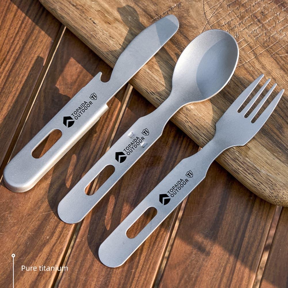 ชุดช้อนส้อมมีดไทเทเนียม 3-in-1 - Outdoor Camping Dining Set บทวิจารณ์และราคา
